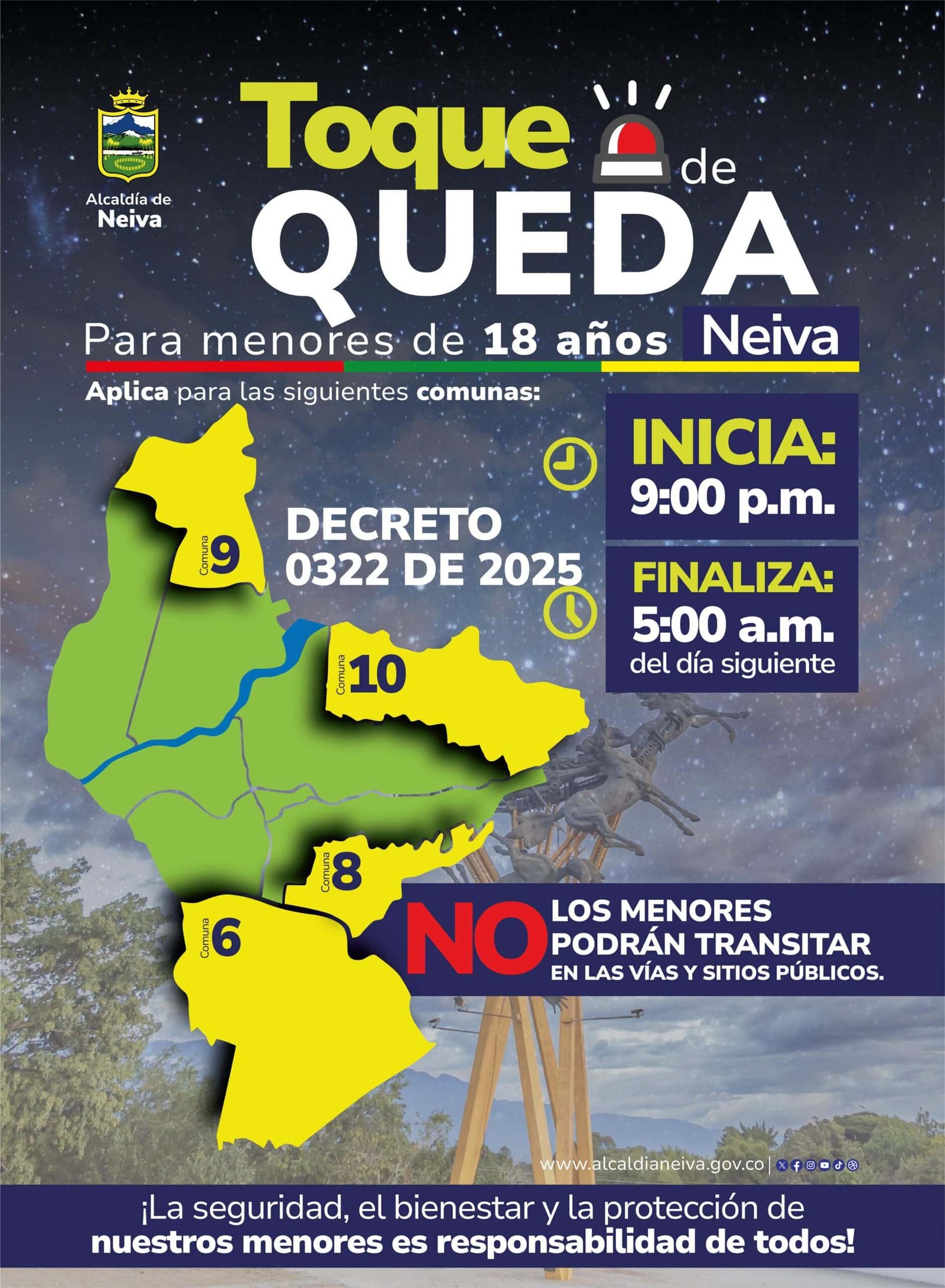 Toque de Queda para menores en cuatro comunas de Neiva - Huila Tv